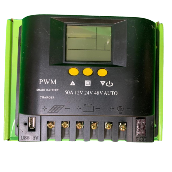 PWM 50A Smart Solar Charge Controller 12V 24V 48V Auto with LCD Display